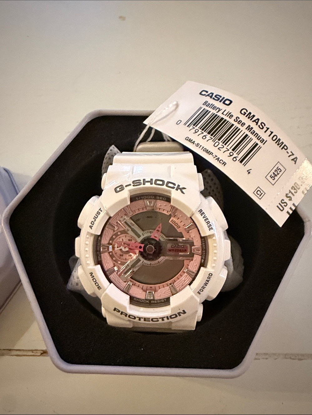 G-Shock Casio watch with pink face with case